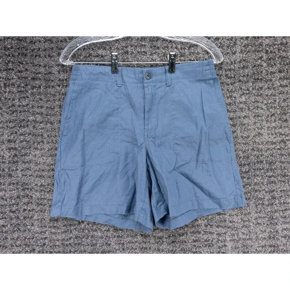 LL Bean Shorts Womens 8 Blue Chino Elastic Waist Stretch Cotton Linen Beach Hike